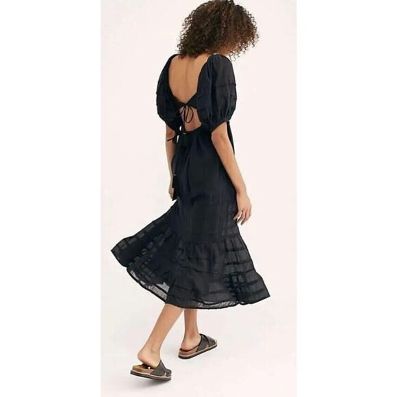 FREE PEOPLE Free People Let's Be Friends Midi Maxi Dress Small Black Open Back - Picture 6 of 14